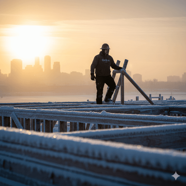 Builder at sunrise